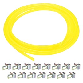 M METERXITY 1-Set PU Fuel Line Kit, 3 Mm(0.12") ID 5mm(0.2") OD 3 M(10') Long Carburetor Vent Hose with 10 Pipe Clamps for ATV/Dirt Bike/Lawn Mower/Go Kart/Small Engines [Yellow]