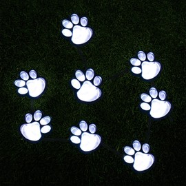 16.8ft Solar Paw Print Lights, Cat Dog Animal Solar String Lights (Set of 8) Outdoor Decoration, Warm Up Your Pet and Make The Garden More Vibrant and Lovely, a Gift for Pet Lovers.