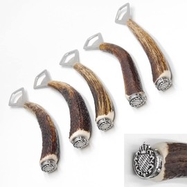 GTK - Geweihe & Trophäen KRUMHOLZ 1 x Bottle Opener with Stag Antlers Rod Stag Horn Handle with End Cap Decoration Bavarian Crest