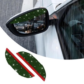 deemars 2 Pcs Mirror Rain Visor Guard, Bling Car Rear View Mirror Rain Eyebrows, Rear View Guard Eyebrow Side Mirror Rain Guard for Most Car, Truck and SUVs (Green)