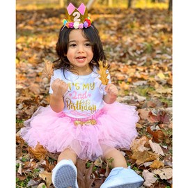 2nd Birthday Outfit Girls Two Year Old Birthday Shirt with Skirt (Pink 2nd,2 T)