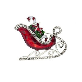 Lux Accessories Holiday Christmas Xmas Santa Sleigh Ride Sled Gifts Brooch Pin