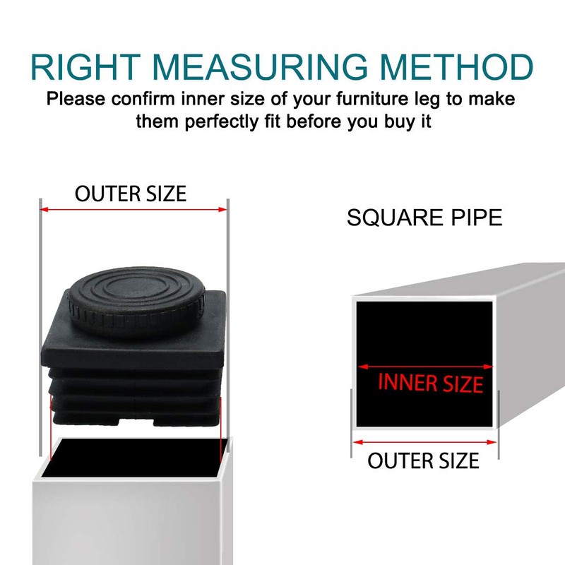 uxcell M8 Leveling Feet 50 x 50mm Square Insert Adjustable
