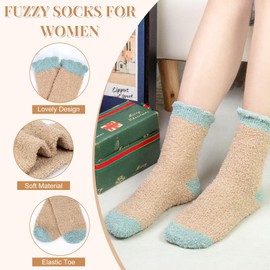 iCamter 5 Pairs Womens Fluffy Fuzzy Socks Cute Warm Winter Slipper Cozy Socks for Women