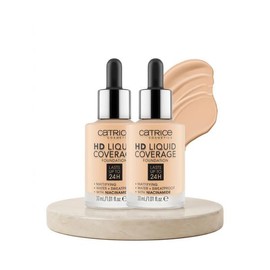 캐트리스 HD 리퀴드 커버리지 파운데이션 듀오 Catrice HD Liquid Coverage Foundation Duo, 010호 라이트 베이지 (21호 웜톤) × 020호 로즈 베이지 (22호 쿨톤) × 1개