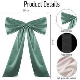 YonJeeky Big Bow Decorations 41 x 26 Inch Giant Satin Ribbon Bows for Birthday Party Backdrop Wall Room Decorative Coquette Bow Wedding Bridal Bachelorette Decor Supplies (Dusty Blue)