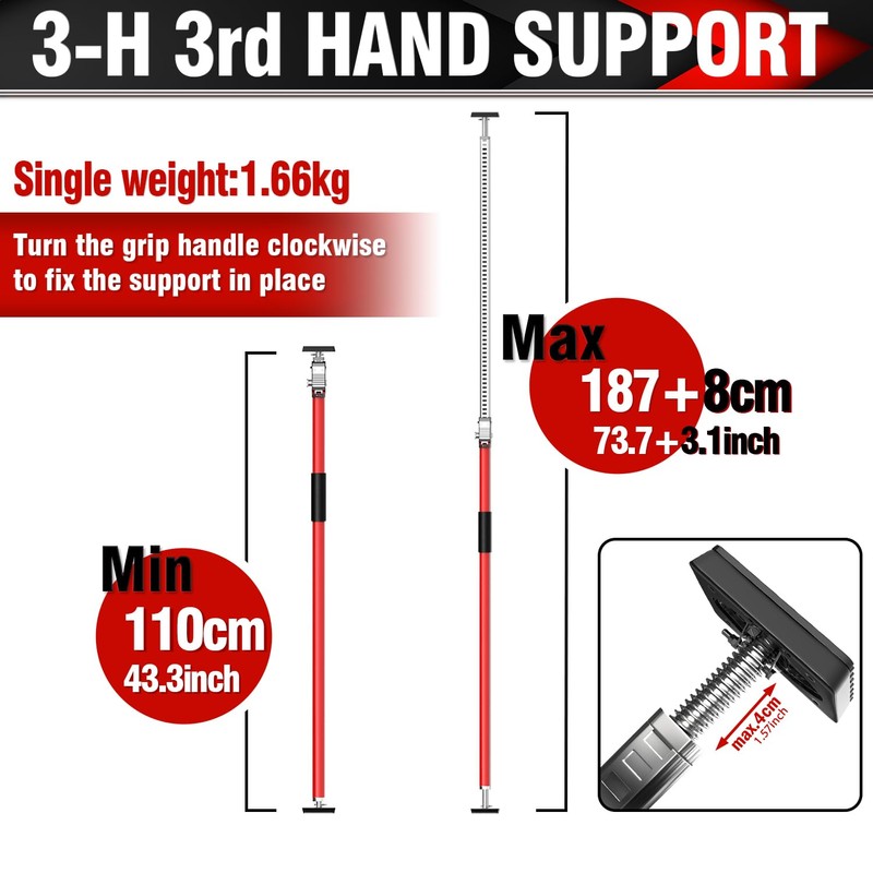 3-H Truck Cargo Bar, 43"-77" Adjustable Support Pole All Metal,Cabinet