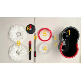 360° Spin Mop and Bucket w/wringer Set +2 Microfiber Refills Floor Cleaning