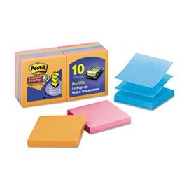 Sticky Note Pop-up Notes Super Sticky R330-10SSAN Pop-Up Notes- 3 x 3- Neon- 10 90-Sheet Pads/Pack