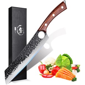 Purple Dragon Chef Knife Meat and Vegetable Cleaver Hand Forged Boning 8.5 Inch Full Tang Design High Carbon Steel Kitchen for Home Restaurant