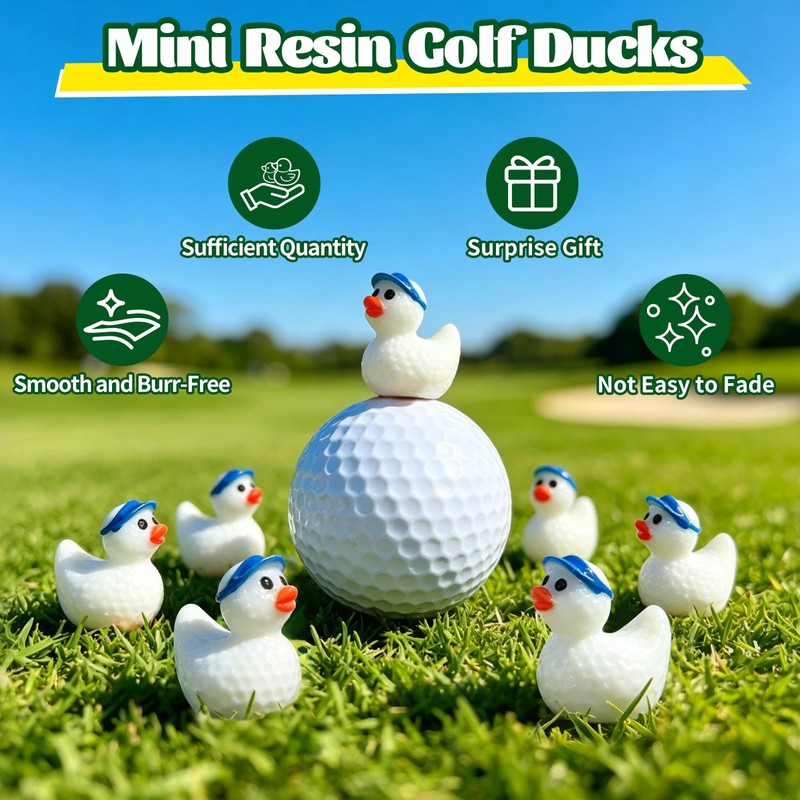 LuxDuo Premium Golf-Themed Resin Duck Ornaments