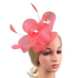 Fascinators for Women Flapper Headband for Women 20s Head Piece Roaring Hair Clip Great Gatsby Headpiece C06-Red