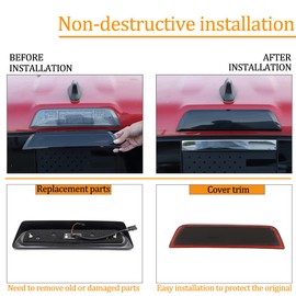 Third Brake Light Cover Trim,3rd Third Brake Tail Light Lamp Cover Trim Overlay Compatible with 2016-2020 Toyota Tacoma,High Mount Stop Light Rear Tail Light Cover Trim ABS,Smoked Lens (Smoky black)