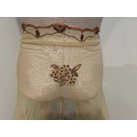 Wowfabric4less123 GOLD BROWN Corded Sequins Border Embroidery Bridal Lace Fabric 50” Width 1 Yard