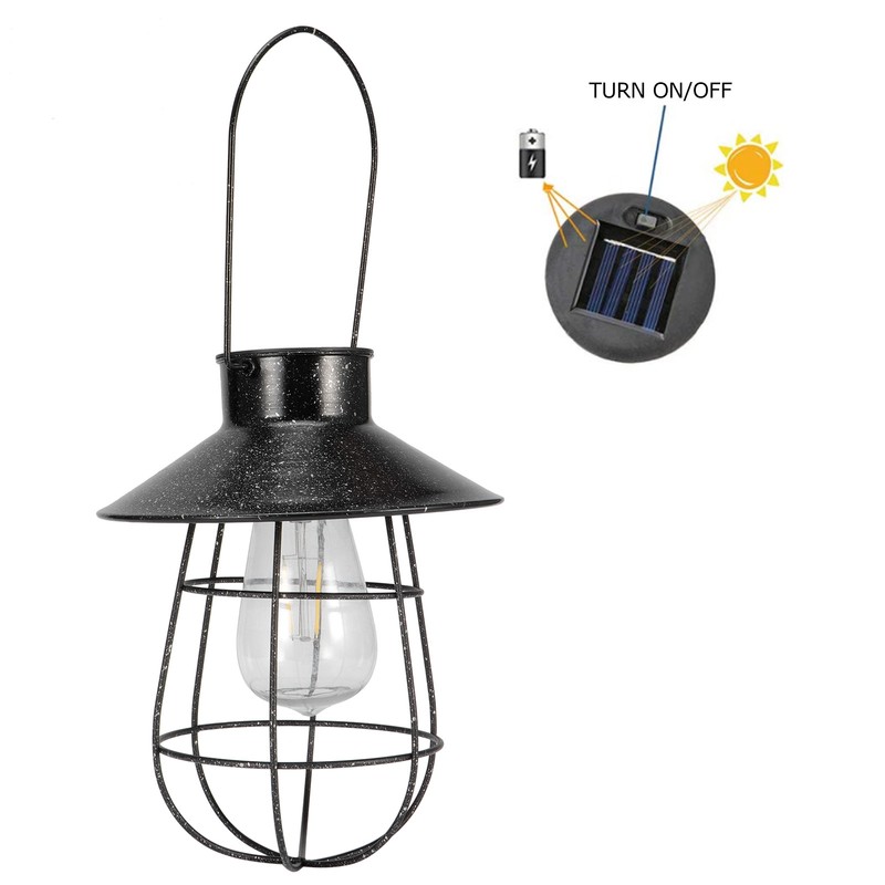 Solar Lantern Waterproof Hanging Light Outdoor Iron Art Hollow LED