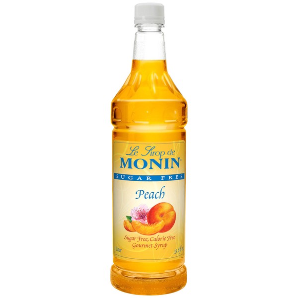 Monin Sugar Free Peach Syrup, 1 Liter -- 4 per case.