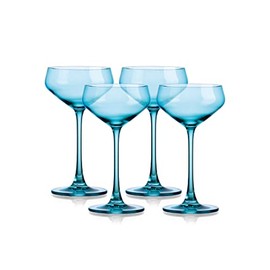 Godinger Martini Glasses, Coupe Cocktail Glasses, European Martini Glass Cocktail Glass Set of 4, Blue, 6oz - Made in Europe…