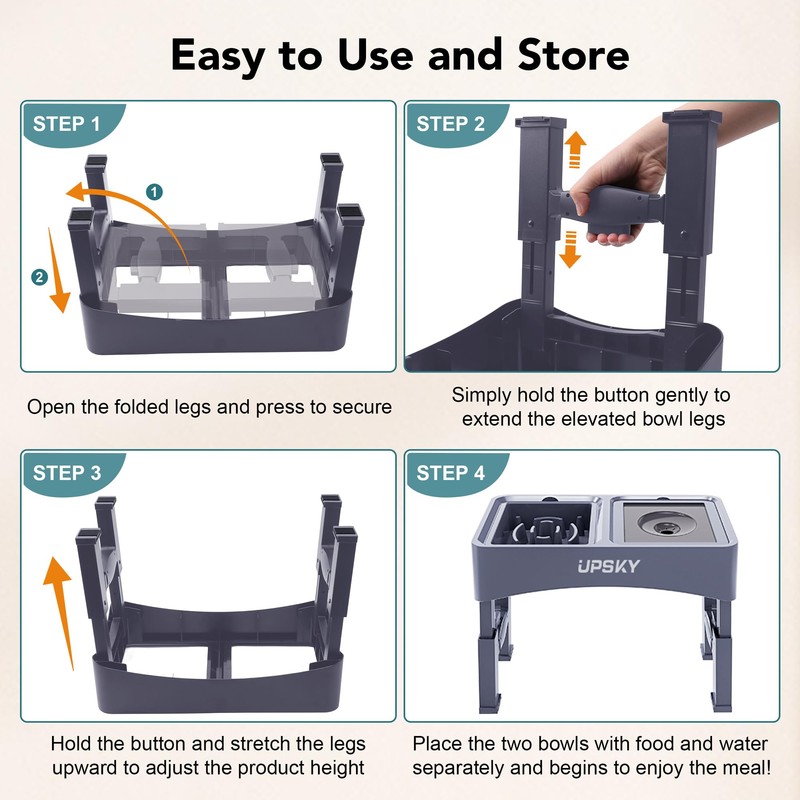 UPSKY 3-in-1 Elevated Dog Bowls Slow Feeder, Adjustable Stand, Stainless