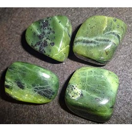 Green Jade Nephrite tumbled & polished crystal healing natural gemstones - 2 piece set