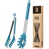 Silicone Spaghetti Spoon & Pasta Tong, Non-Stick Stainless Steel Handle