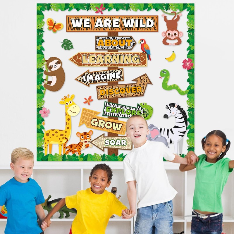 We are Wild About Learning Bulletin Board Set Jungle Animals