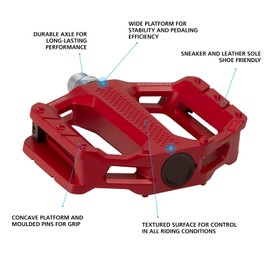 SHIMANO PD- EF202 Casual Riding Flat Pedal, Red, One Size
