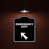 EMERGENCY EXIT Black Sign Arrow Up Left Aluminum Composite Sign