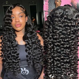 Twigoal Glueless Wigs Human Hair Pre Plucked Pre Cut Loose Deep Wave 28Inch 5x5 HD Lace Closure Wigs Human Hair Wear And Go Glueless Wigs Loose Deep Wave Lace Front Wigs Human Hair Wet and Wavy