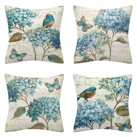 Home Decorative Pillow Covers 18 x 18 Inch Set of 4 Modern Soft Cotton Linen Throw Pillow Covers Cushion Case for Couch Sofa Living Room Patio Indoors Outdoors Style Home Decor