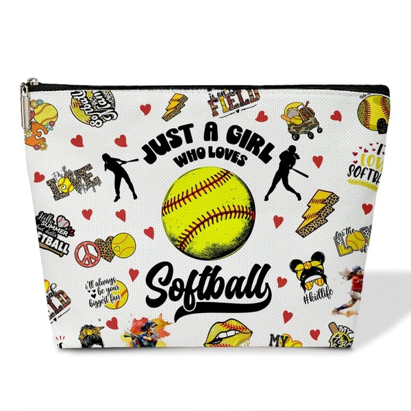 Softball Gift Makeup Bags for Women, 1 Pack Cosmetic Travel