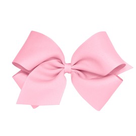 Wee Ones Girls' Plain Wrap Classic Grosgrain Hair Bows on a WeeStay No-Slip Hair Clip, Handmade, King, Pearl Pink