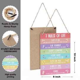Teenage Boy Room decorAffirmation Wall Decor 7 Rules of Life Inspirational Motivational Positive Buttterfly Affirmations Classroom Offfice Home Room Wooden Hanging Sign Wall Art Decor Plaques