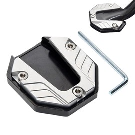 Universal Motorcycle Kickstand Pad CNC Side Stand Silver Tone