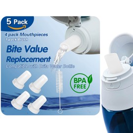 WtrBtl 4-Pack Mouthpiece Replacement for Brita Water Bottle With brush, Bite Valve Replacement Parts Compatible with Brita Filter Water Bottles & Brita Stainless Steel Water Bottle (white)