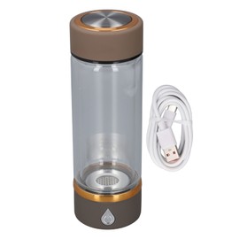 Hydrogen Water Bottle Generator Glass Smart Portable Rechargeable Ionizer Machine for Home Travel 420ml Brown