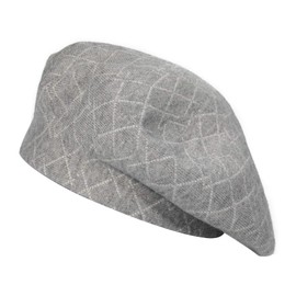 ZLYC Womens Reversible Cashmere Beret Hat Double Layers French Beret (Plaid Gray)
