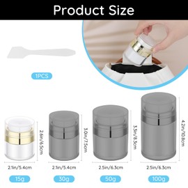 Segus Airless Pump Bottle, 2 Pcs 15g Push Down Pump Dispenser, Vacuum Lotion Bottles, Empty and Refillable, Cream Container for Travel and Household Use