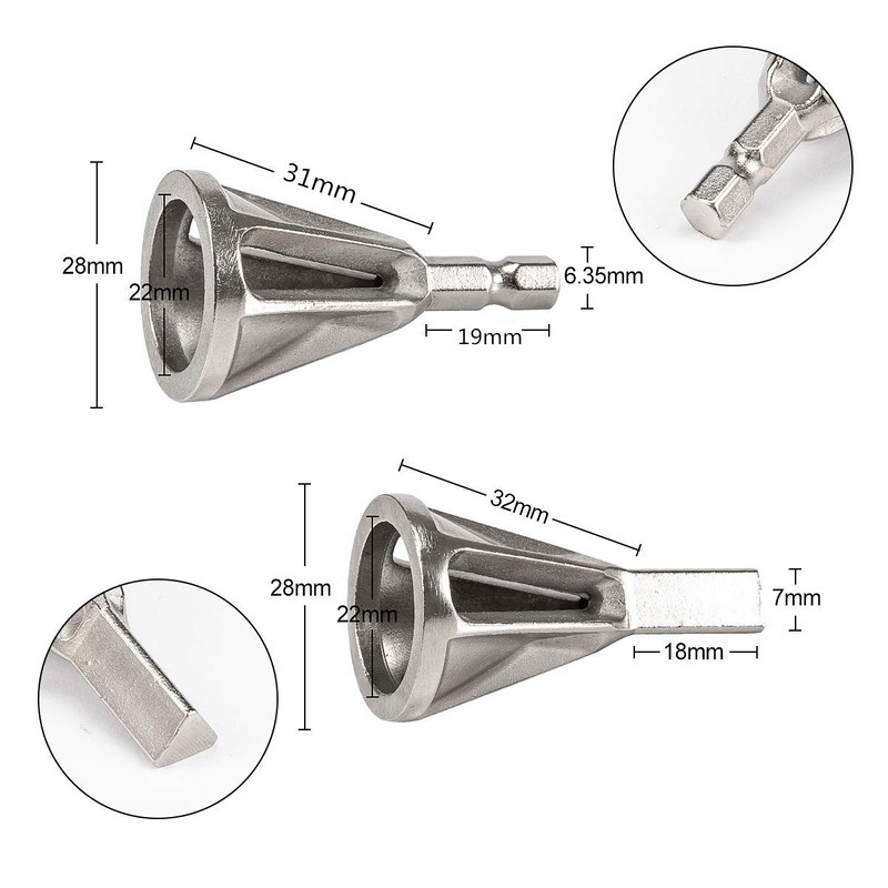 2Pcs Deburring External Chamfer Tool Stainless Steel Deburring Drill Bit