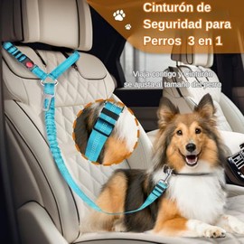Wolfi Correa para Perro Ajustable 3 en 1, Correa con Cinturón de Seguridad para Perro Mediano y Pequeño, con retención retráctil Que Asegura al Reposacabezas del Auto y Correa Elástica Ajustable