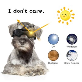 Adiwo Dog Sunglasses, Adjustable Dogs Goggles with Fashion Snood, Puppy Outdoor Glasses UV Protection Eye Wear, Windproof Antifog Pet Sunglasses for Small/Medium Dogs Hiking, Skiing, Traveling (S)