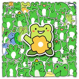 Frog Stickers Pack of 50 Cute Waterproof Animal Stickers for Water Bottles Laptop Skateboard Car Bicycle Scrapbook Luggage Guitar Vinyl Kawaii Cartoon Frogs Decal for Teenagers Children