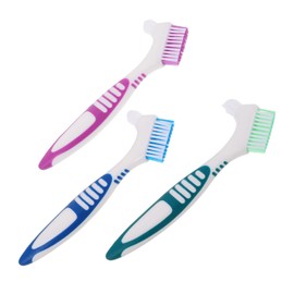 Mikinona 3PCS Dual Head Tooth Cleaning Brush for Seniors Portable Oral Care Tool with Soft Bristles for Tooth and Denture Cleaning for Travel and Mobility Use