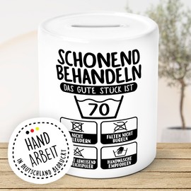 Birthday Money Box Gift, Gentle Treat the Good Piece is 70 Gift Idea Money Box Piggy Bank with Saying Funny Save Daughter Girlfriend Sister Friend Son Brother (70th Birthday)