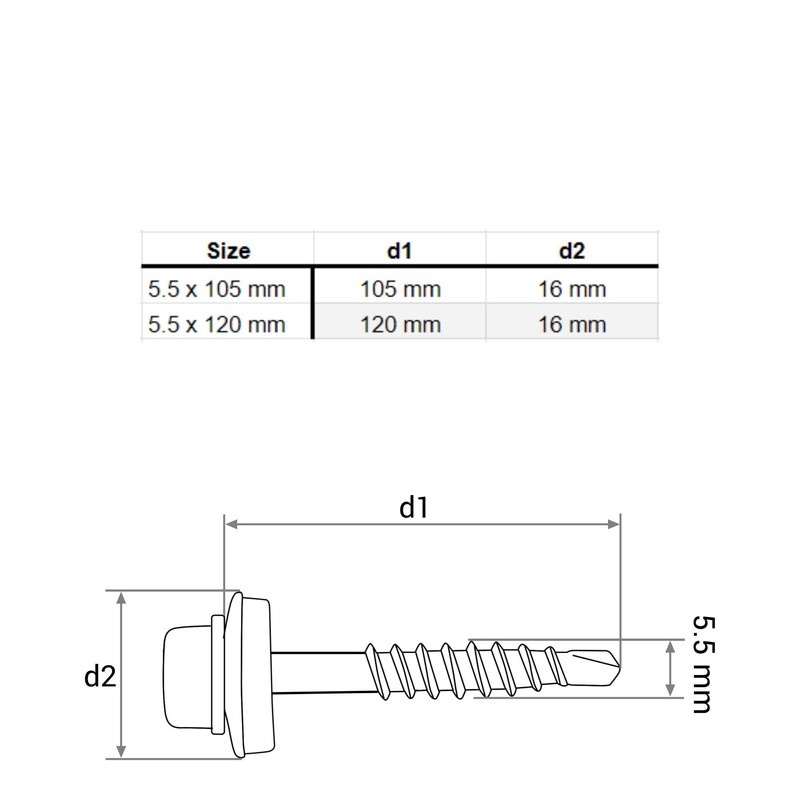 SKIR'CO (8 pcs) Zinc Plated Roofing Screws 5.5 x 120