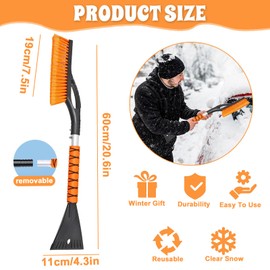 YCSYHQQX 3-in-1 Removable Ice Scraper and Snow Brush, Ice Scraper Car with Broom & Soft Handle Ice Scraper Brass Blade/Ice Scraper with Broom / Windscreen Scraper Car / Ice Scraper Car