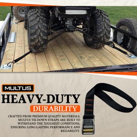 MULTUS Soft Loop and Roller Cambuckle Cargo Car Truck Tie Down Strap for Hunting Trailer Camping Canoe Kayak Lawn Equipment Gear – 1 Foot Black Polyester Loop - 3 Pack