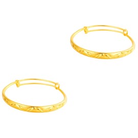 BESPORTBLE 2 Pcs Titanium Bracelet Gold Color Adjustable Wrist Bangle Five Petals Jewelry