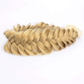 Bobiya Chaotic Wide 2 Strands Synthetic Hair Braided Headband Classic Chunky Braided Headband Elastic Stretch Braid Hairband for Women Girls (Honey Blonde)
