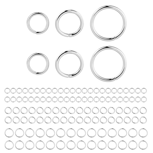 Pack of 60 Jump Rings, Open Sterling Silver 925, Silver Open Rings Jump Jewellery Buckle Connecting Rings for Jewellery Making Chains Necklace Bracelet Jewellery Accessories 4, 5, 6 mm