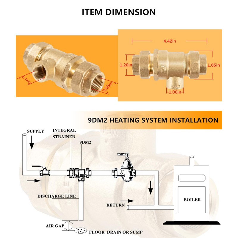 9D-M2 Backflow Preventer Dual Check Valve with Intermediate Atmospheric Vent,